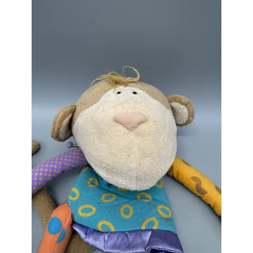Manhattan Toy Monkey Jester Plush Hand Puppet Magnetic Hands & Feet Polka Dots